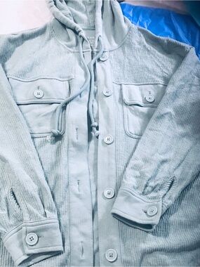 American Eagle Outfitters Light Aqua Corduroy Hoodie